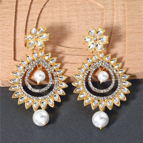 Gold-Toned Teardrop Shaped Drop Earrings - Trendisia
