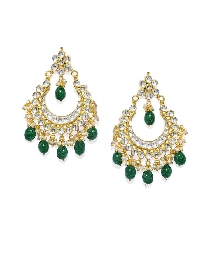Gold-Toned Traditional Kundan Pearl Chandbali - Trendisia