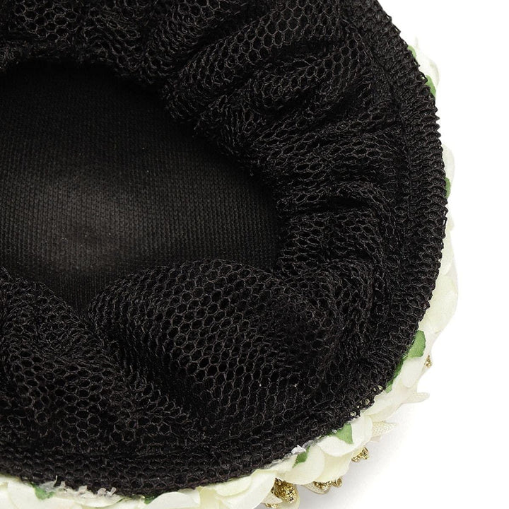 Gold-Toned White Beaded Handcrafted Hair Bun - Trendisia