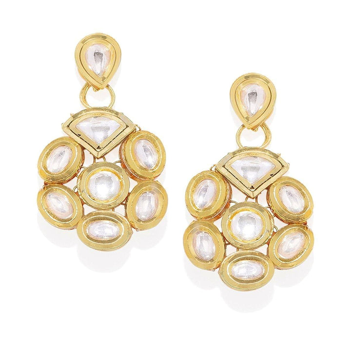 Gold-Toned White Classic Drop Earrings - Trendisia