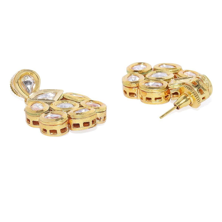 Gold-Toned White Classic Drop Earrings - Trendisia