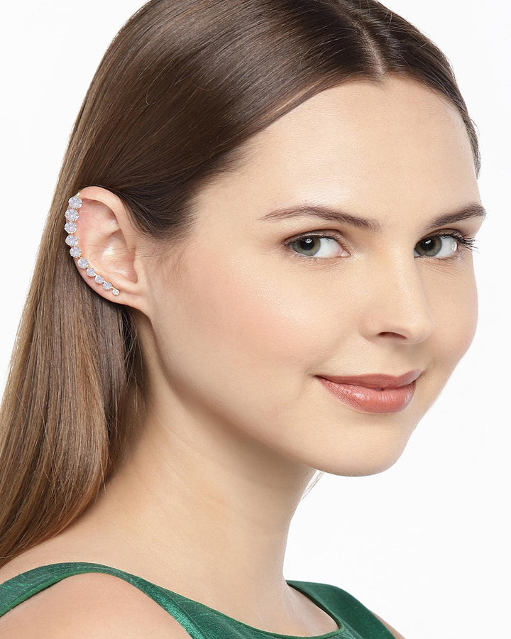 Gold-Toned White Classic Ear Cuff - Trendisia