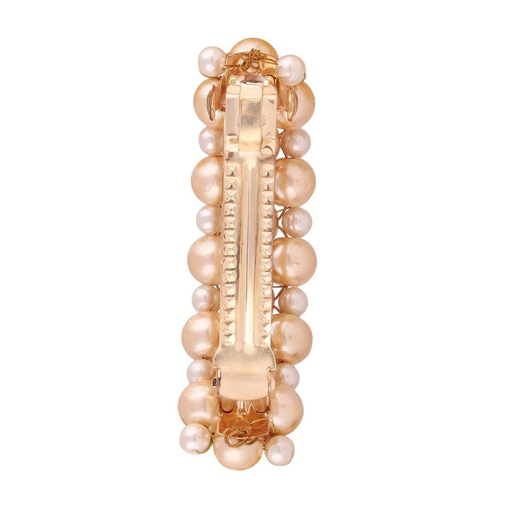 Gold-Toned White Pearls & Beads Clip/Barrette - Trendisia