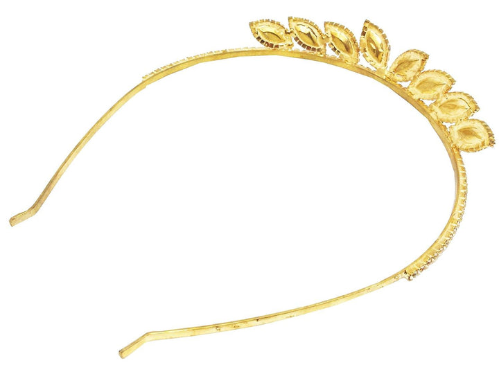 Gold-Toned White Rhinestone Hairband - Trendisia