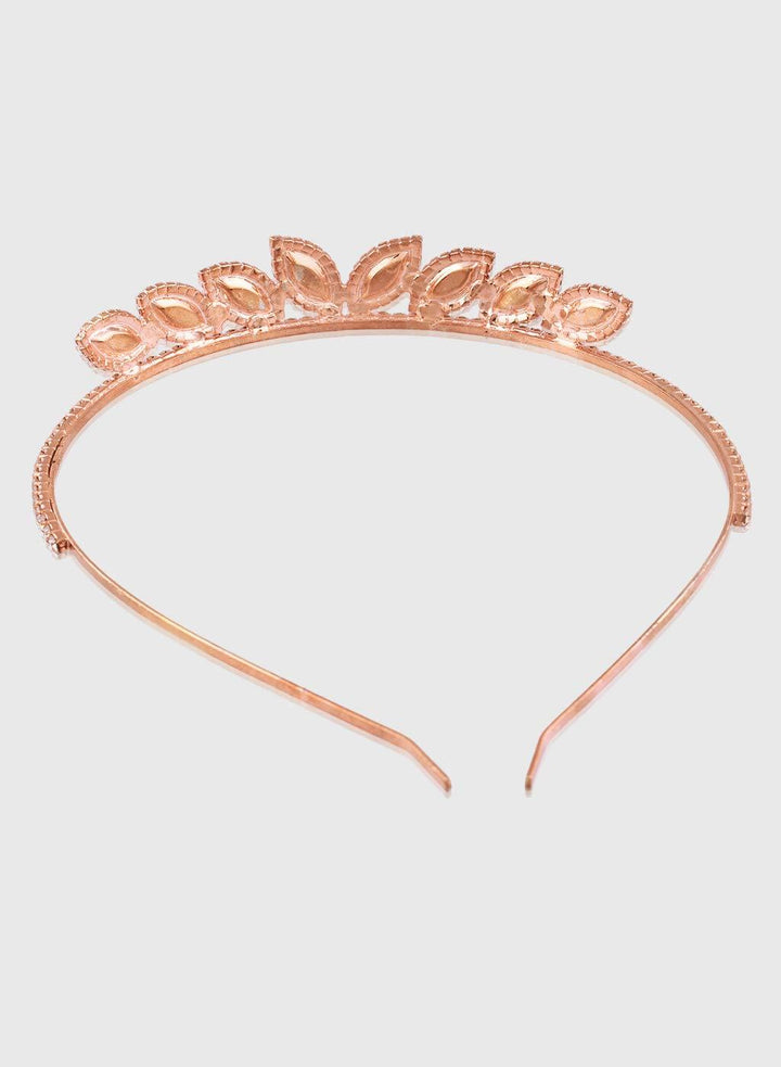 Gold-Toned White Rhinestone Hairband - Trendisia