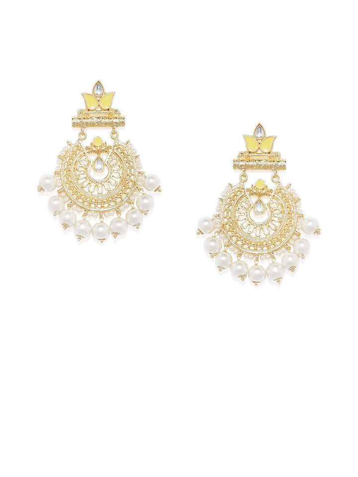 Gold-Toned Yellow Classic Drop Earrings - Trendisia