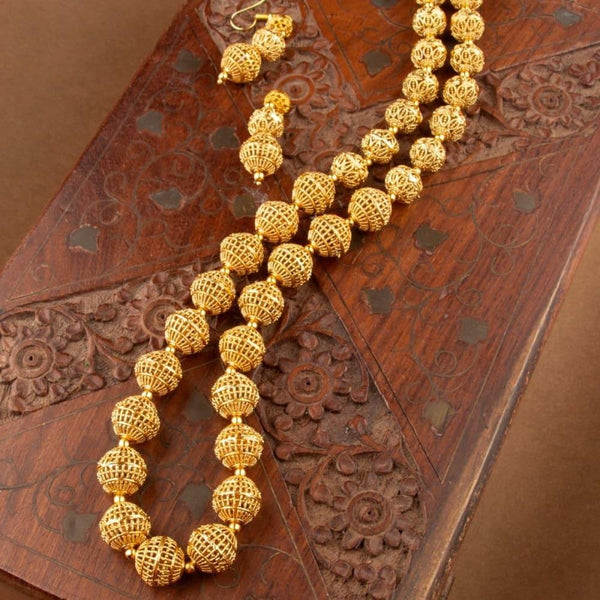 Golden Filigree Balls Long Necklace Set for Women - Trendisia