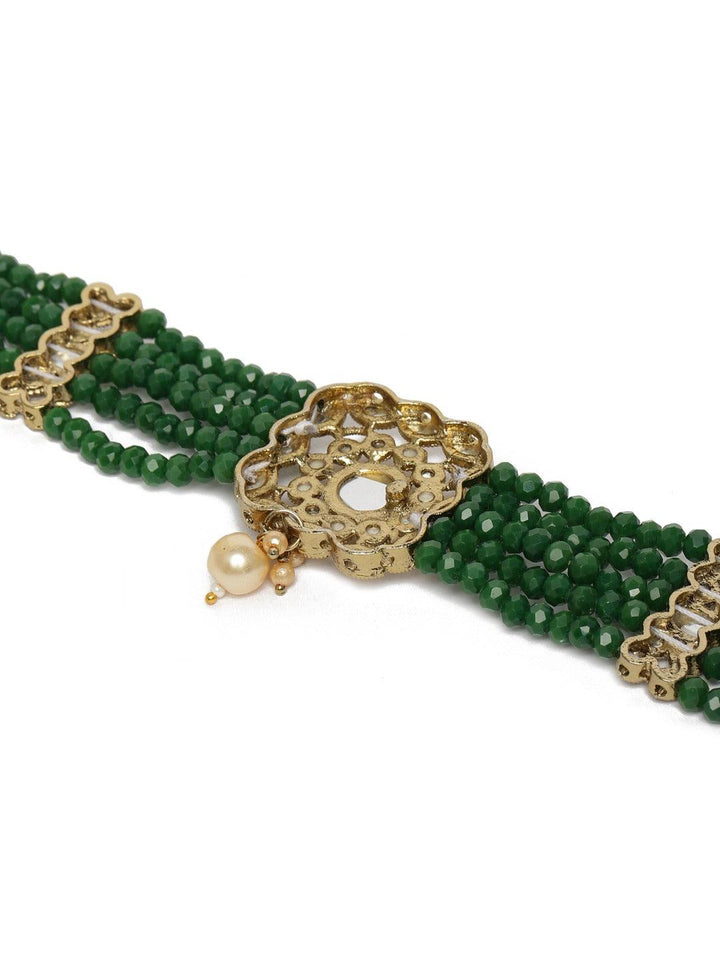 Green Kundan Handcrafted Jewelry Set - Trendisia