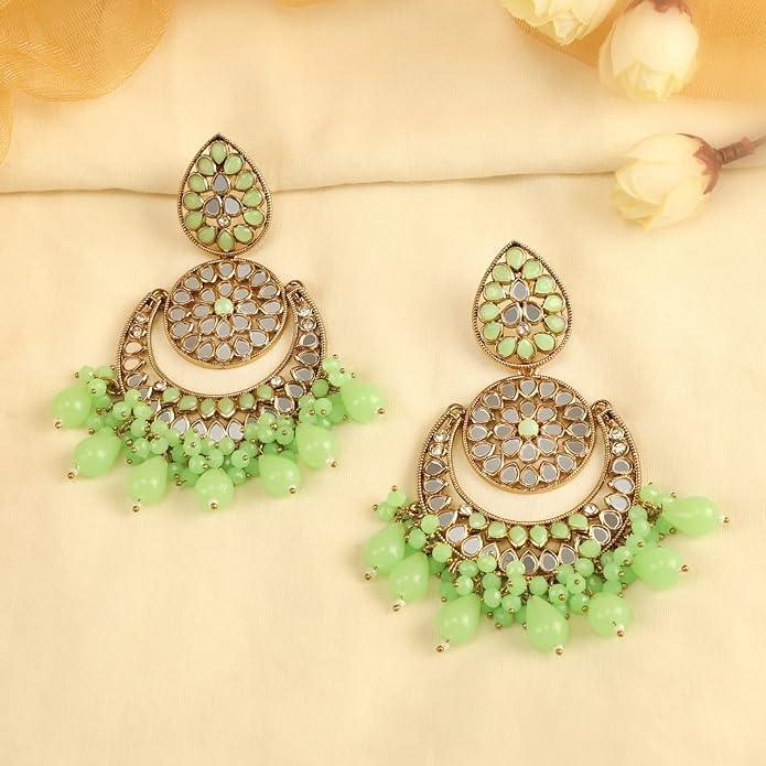 Handcut Mirrors used Chandbali Earrings - Trendisia