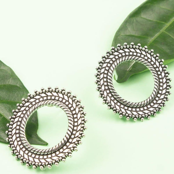 High Quality Oxidised Silver Stud Earrings - Trendisia