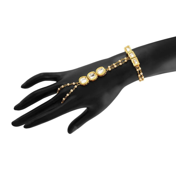 Kundan Embellished Ring Bracelet for Women - Trendisia
