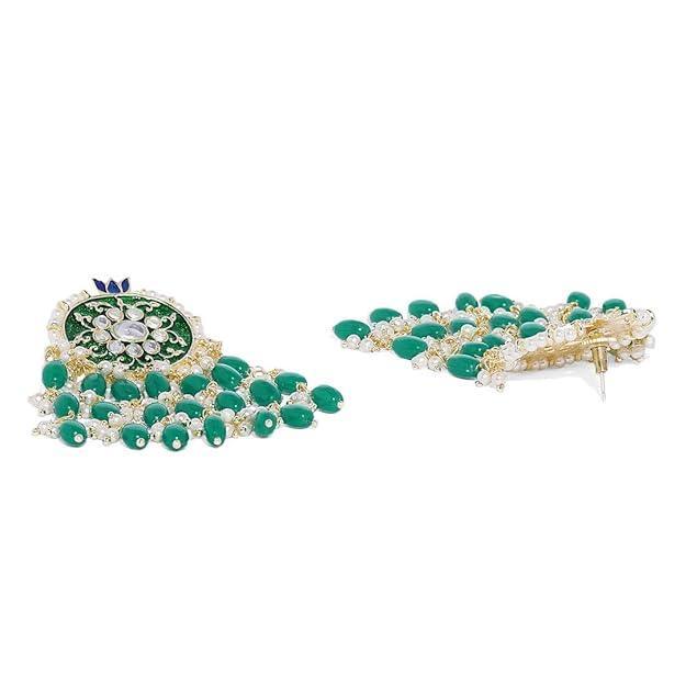 Kundan Green Pearls Stud Earrings - Trendisia