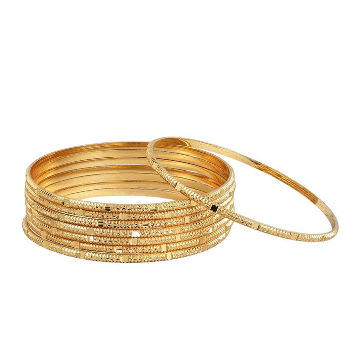 Matte Gold Plated 8 Pcs Bangles - Trendisia