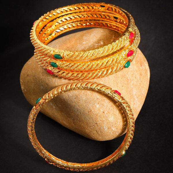 Set of 4 Matte Gold Plated Bangles - Trendisia