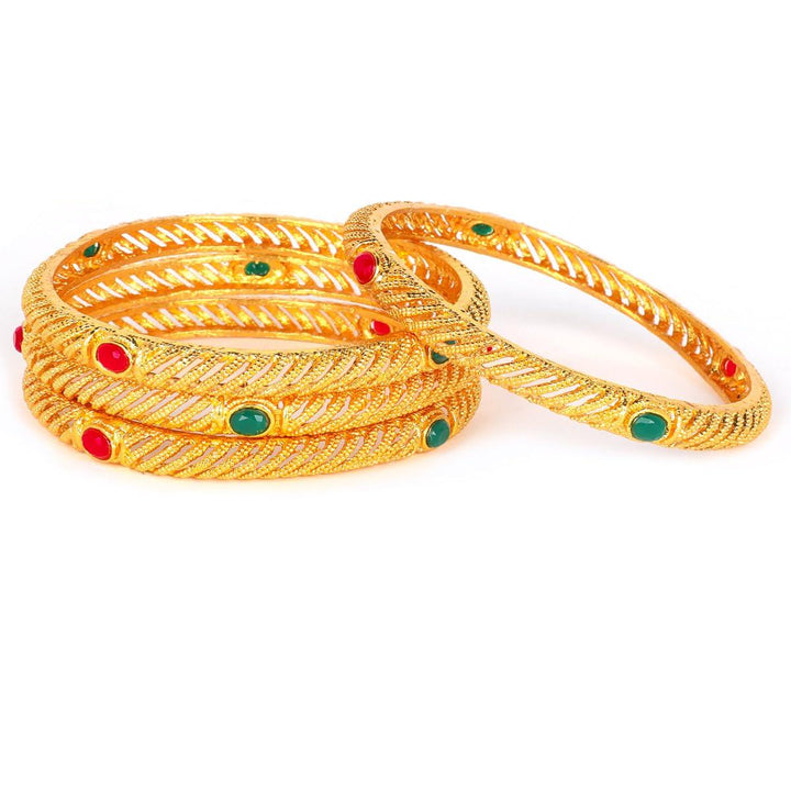 Set of 4 Matte Gold Plated Bangles - Trendisia