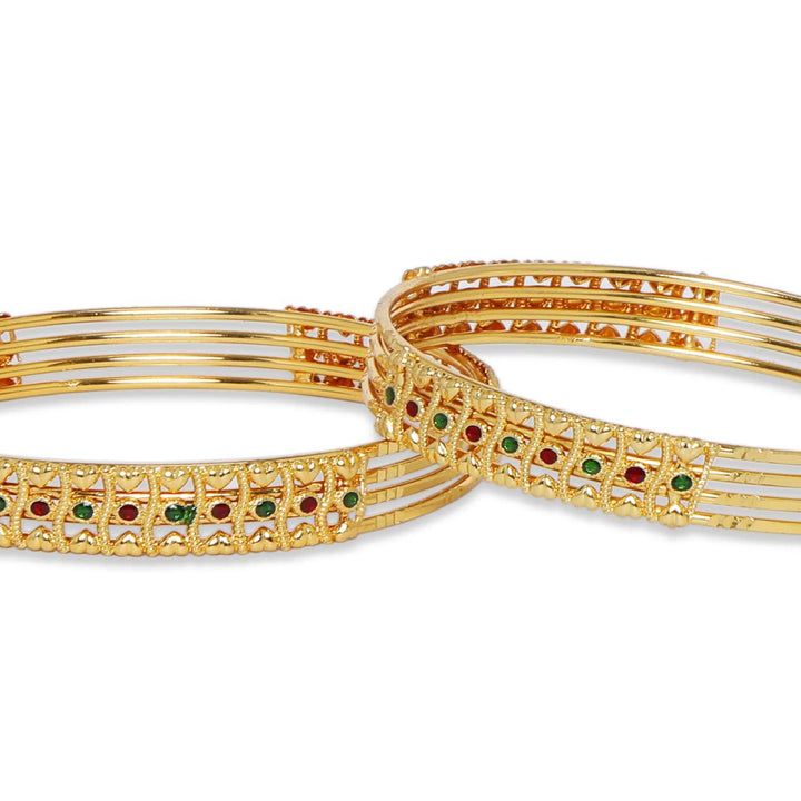 Matte Gold Plated Multicolor Bangles Set of 2 - Trendisia