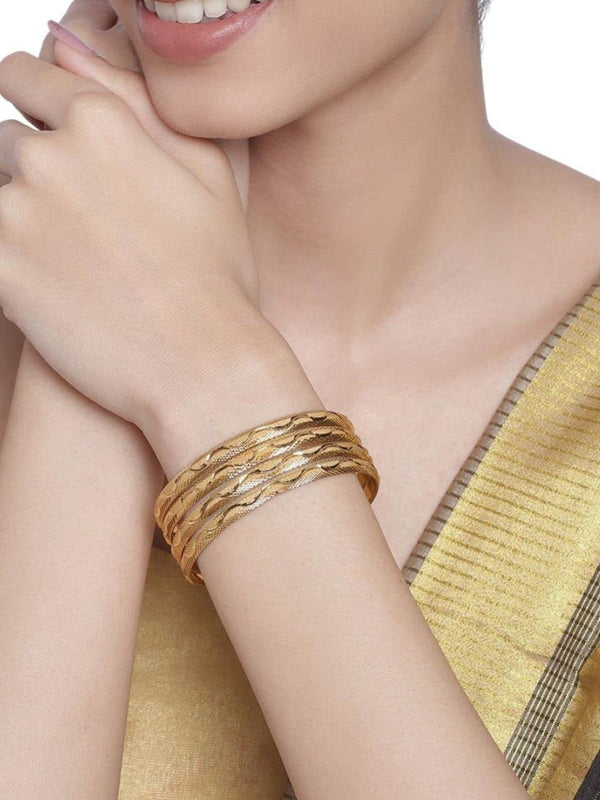 Matte Gold-Plated Set-4 Handcrafted Bangles - Trendisia