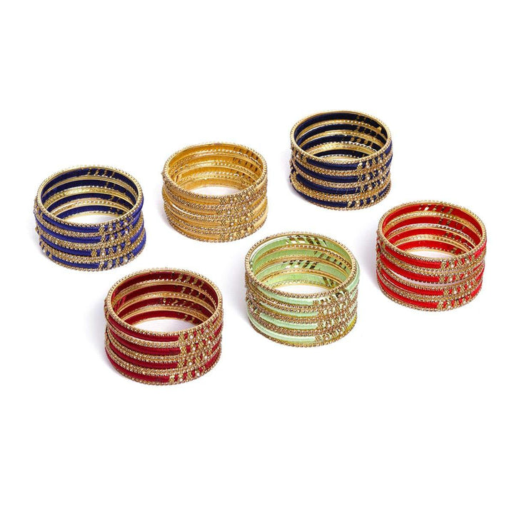 Multi Color Bridal Silk Thread Bangles Set - Trendisia