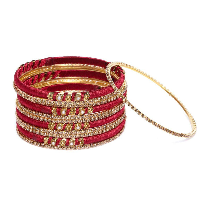 Multi Color Bridal Silk Thread Bangles Set - Trendisia
