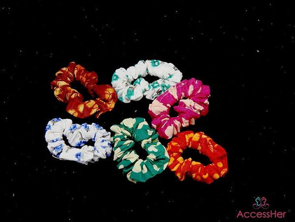 Multicolor Cotton & Elastic Hair Bands 6Pcs - Trendisia