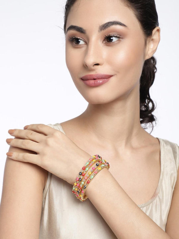 Set of 4 Matte Gold Plated Bangles - Trendisia