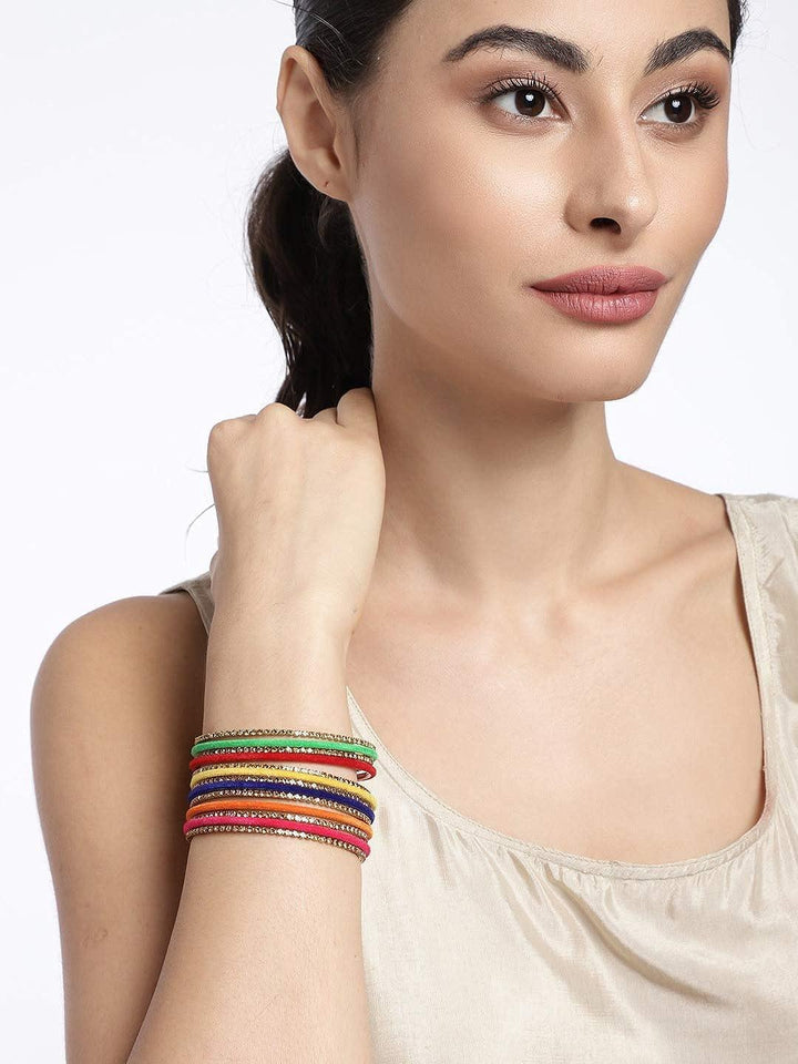 Multicolor Silk Thread Bangles for Navaratri - Trendisia