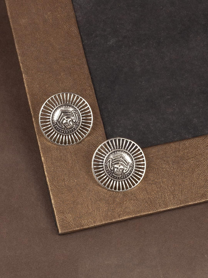 Oxidised Circular Oversized Studs - Trendisia