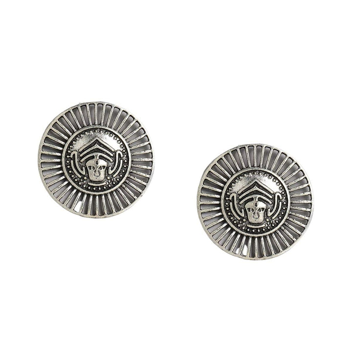 Oxidised Circular Oversized Studs - Trendisia