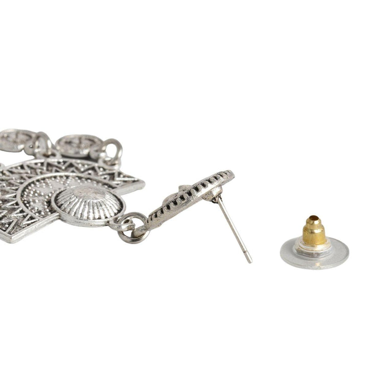 Oxidised Contemporary Drop Earrings - Trendisia
