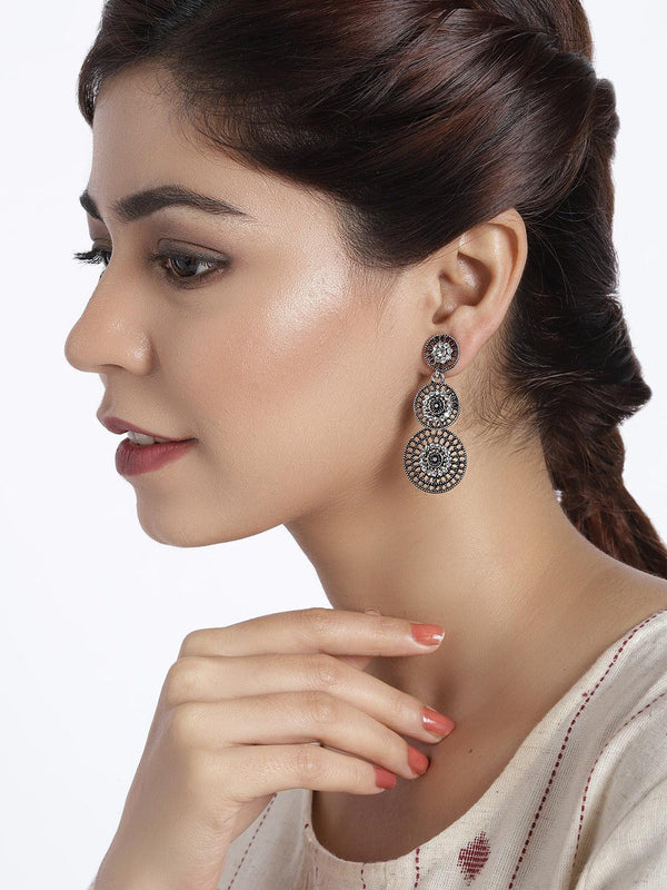 Oxidised Lightweight Filigree Drop Earrings - Trendisia