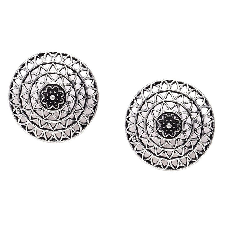 Oxidised Oversized Circular Studs - Trendisia