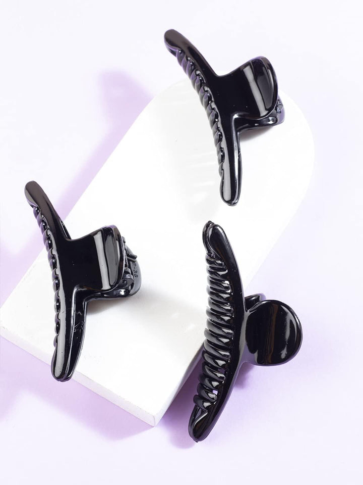 Pack Of 3 Black Acrylic Hair Clip - Trendisia