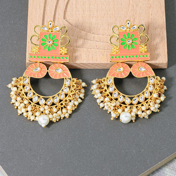 Peach White Gold-Plated Classic Drop Earrings - Trendisia