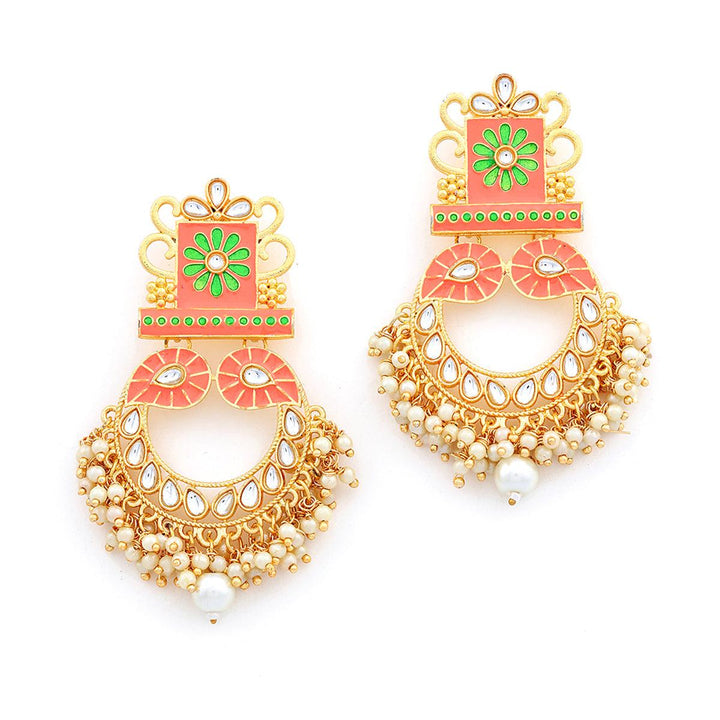 Peach White Gold-Plated Classic Drop Earrings - Trendisia