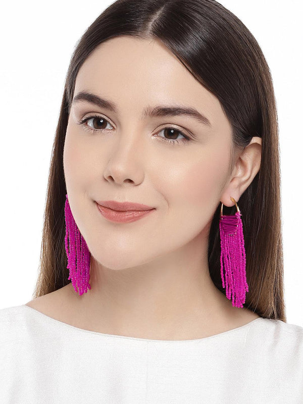 Pink Circular Hoop Earrings - Trendisia