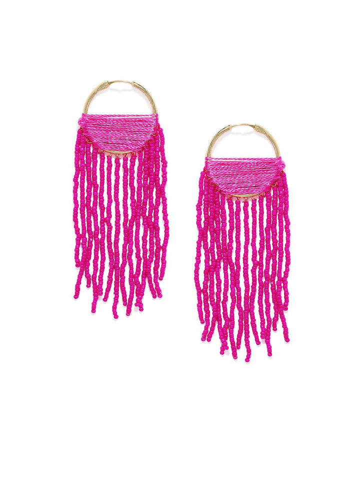 Pink Circular Hoop Earrings - Trendisia