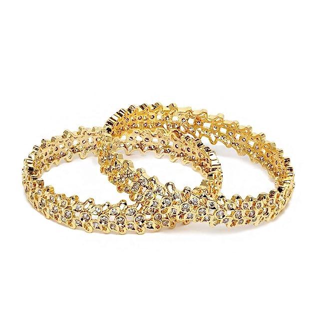 Pristine Radiance Gold Plated AD Bangles - Trendisia