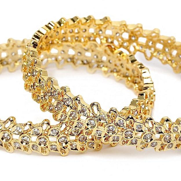 Pristine Radiance Gold Plated AD Bangles - Trendisia