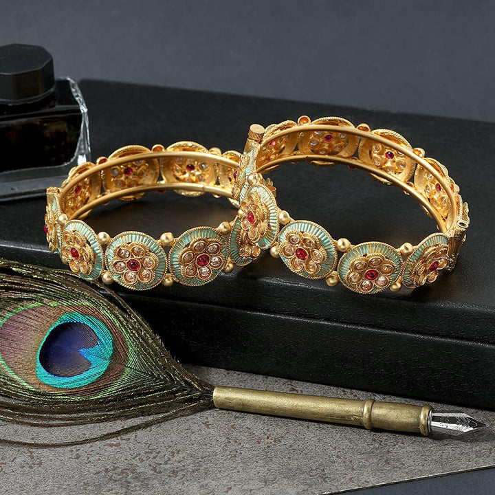 Rajwadi Multicolor Meenakari Bangles Set Of 2 - Trendisia