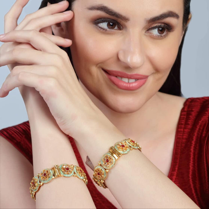 Rajwadi Multicolor Meenakari Bangles Set Of 2 - Trendisia