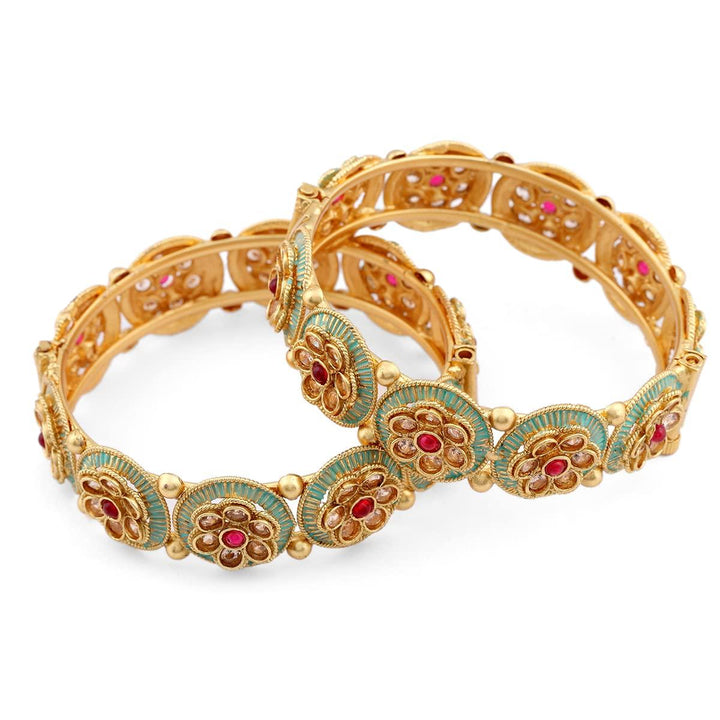Rajwadi Multicolor Meenakari Bangles Set Of 2 - Trendisia