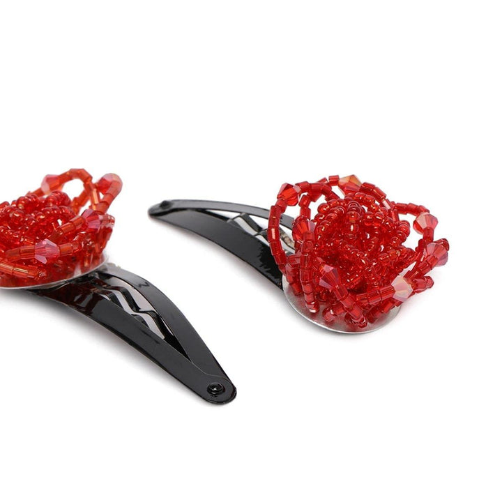 Red Beaded Tic Tac Hair Clip - Trendisia