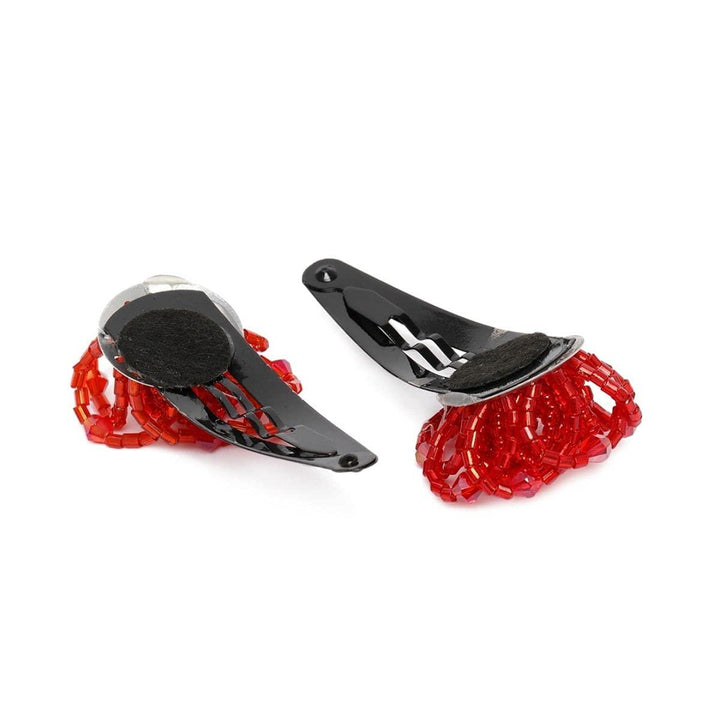 Red Beaded Tic Tac Hair Clip - Trendisia