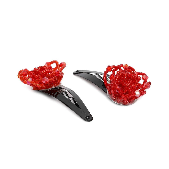 Red Beaded Tic Tac Hair Clip - Trendisia