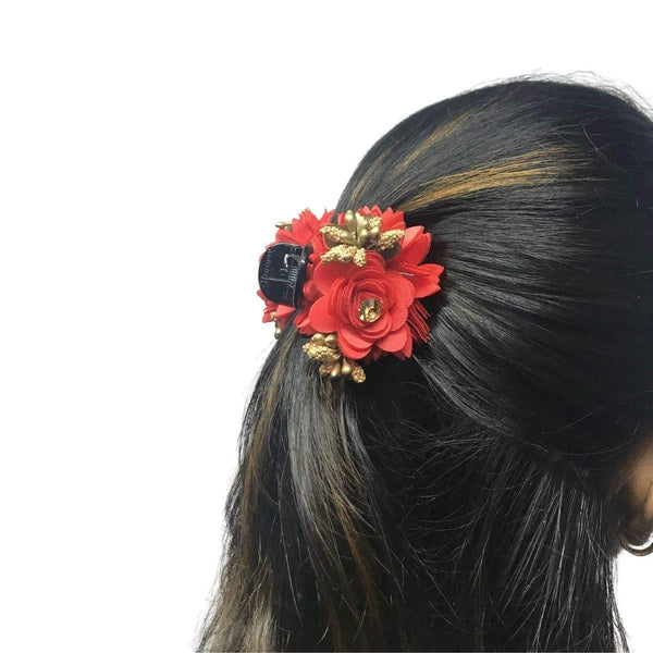 Red Black Set of 3 Beaded Claw Clip - Trendisia