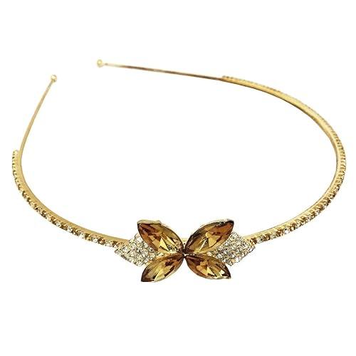 Rhinestone Golden Metal Hair Crown Tiara - Trendisia
