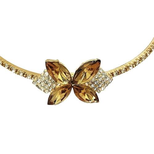 Rhinestone Golden Metal Hair Crown Tiara - Trendisia