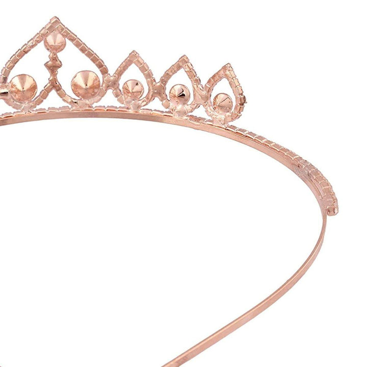 Rhinestone-Studded Golden Hair Crown - Trendisia