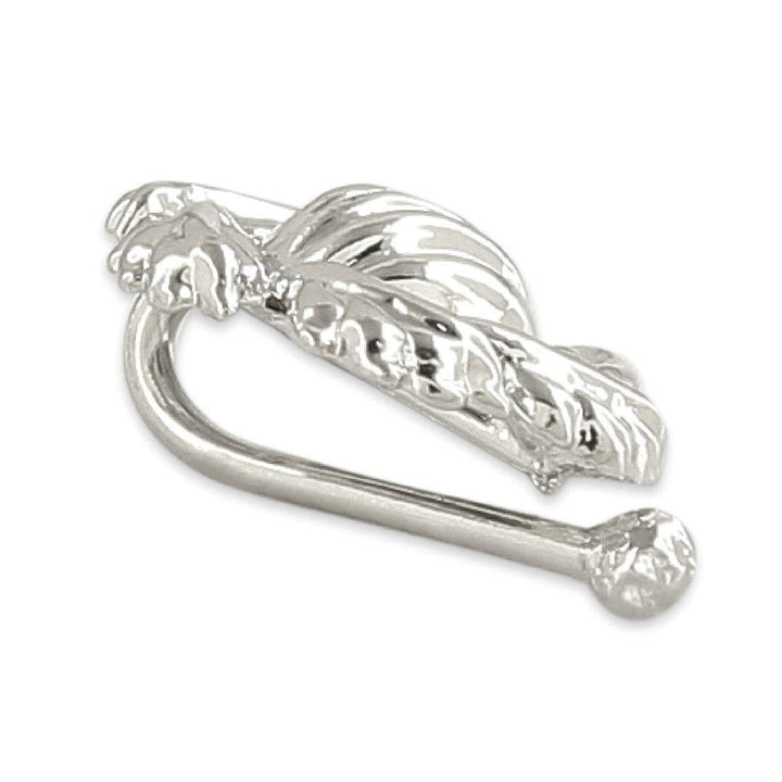 Rhodium Plated Floral Design Brass Nose Ring - Trendisia