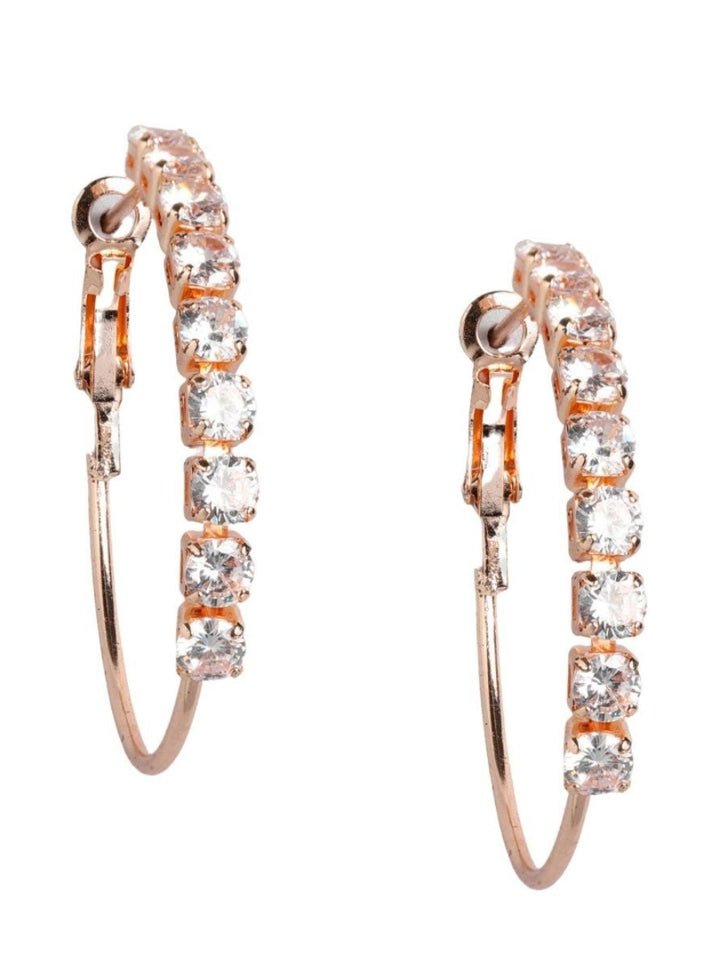 Rose Gold-Plated AD Circular Hoop Earrings - Trendisia